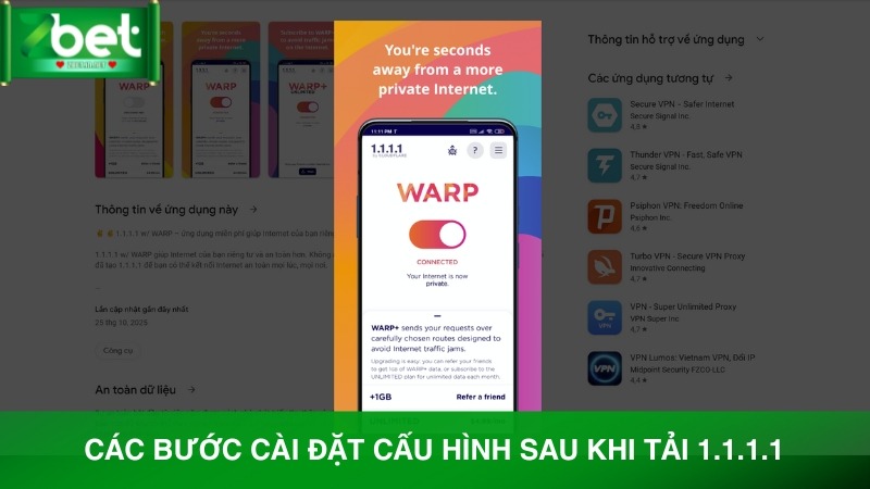 Các bước cài đặt cấu hình sau khi tải 1.1.1.1 thành công