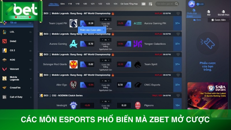 Các môn Esports phổ biến mà Zbet mở cược hiện nay