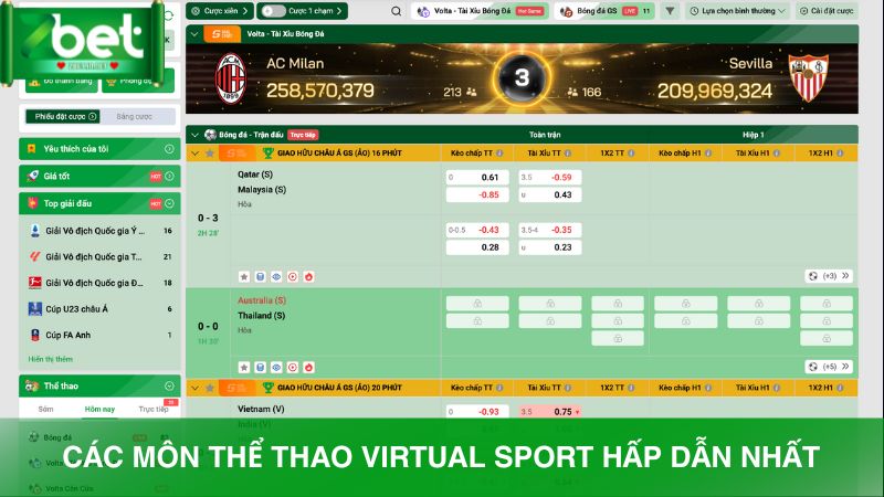 Các môn thể thao ảo phổ biến nhất trên Zbet