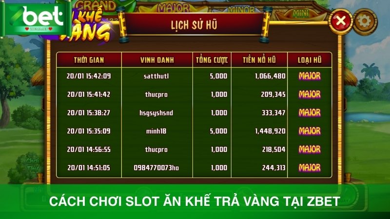 Hướng dẫn cách chơi Slot Ăn Khế Trả Vàng tại Zbet