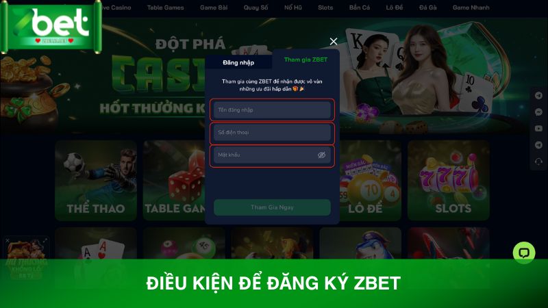 Những điều kiện quan trọng để đăng ký Zbet