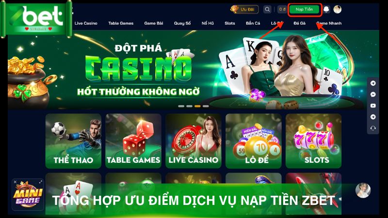 Những lý do nên nạp tiền tại Zbet